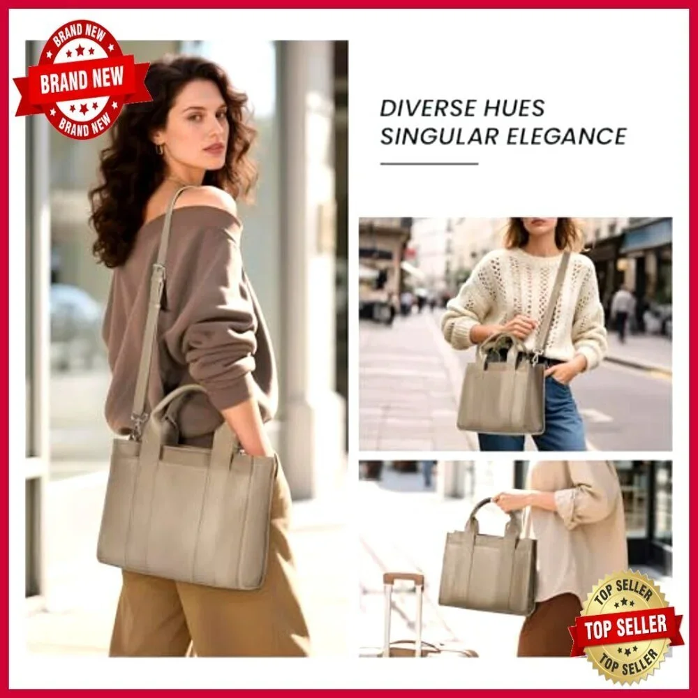Genuine Leather Tote Satchel Crossbody Bag RFID Pockets Lightweight